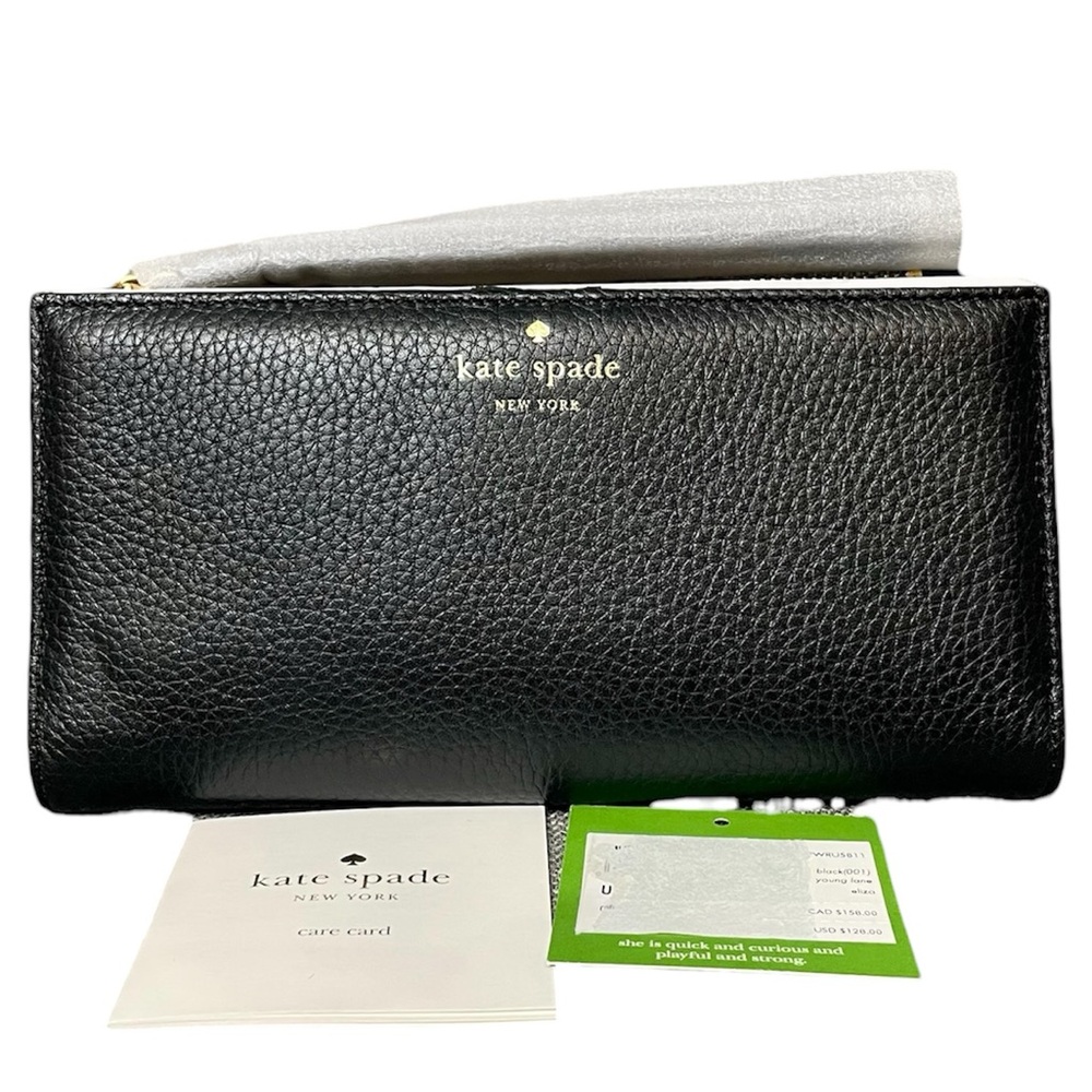 Kate Spade Young Lane Black Pebbled Leather Eliza Wristlet Clutch